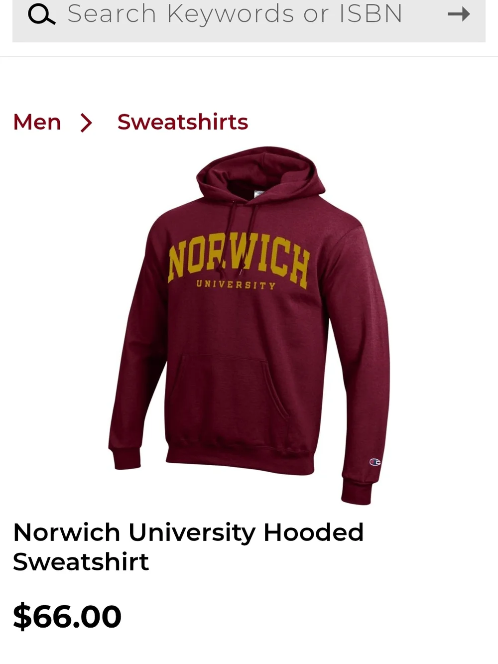 Norwich University Hoodie pockets Champion - Picture 7 of 7